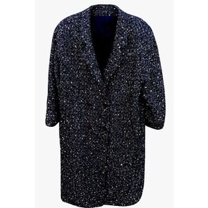 DASH Womens Long Speckled Tweed Wool Blend Overcoat Size 14 50" Long Canada